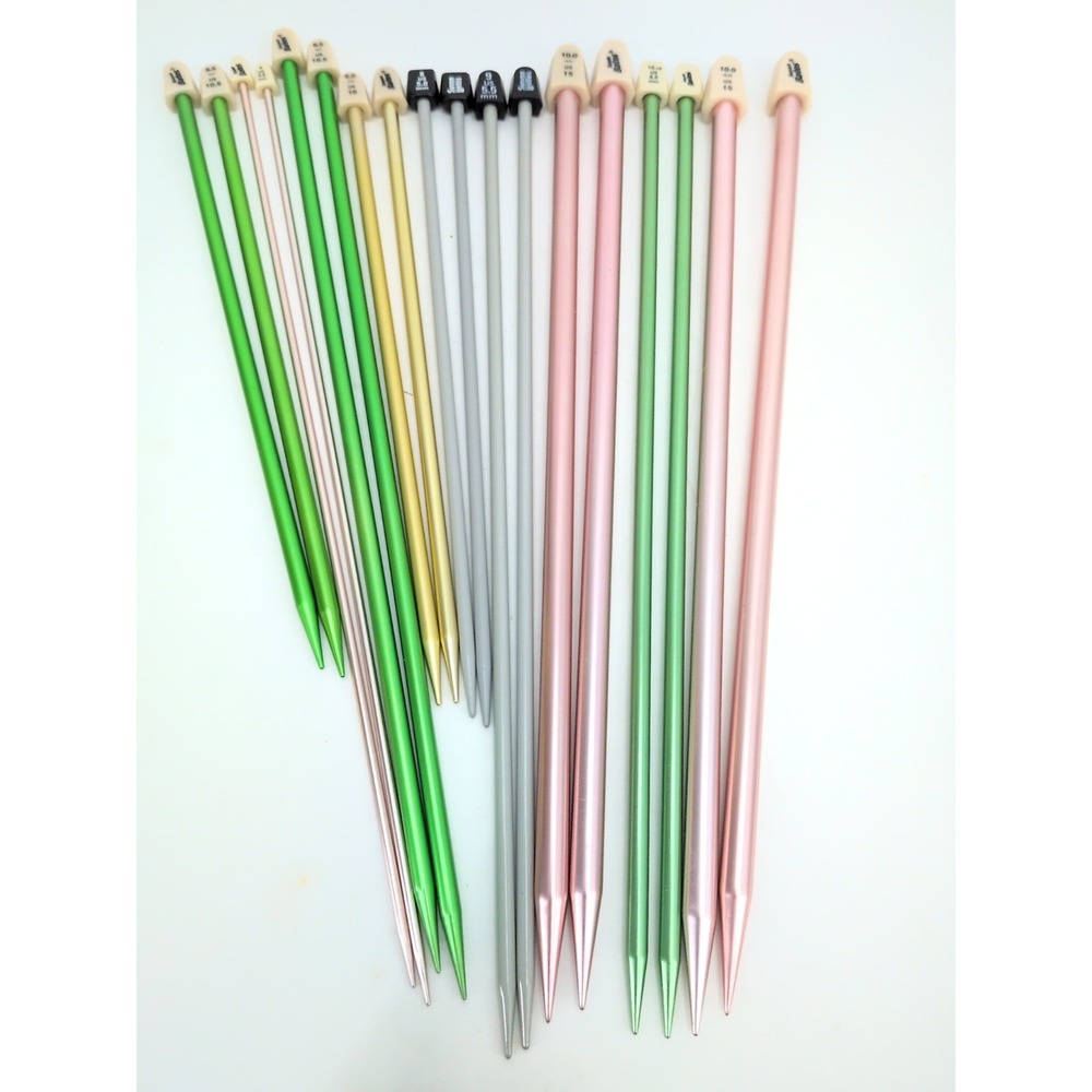 VTG Susan Bates Aluminum Knitting Needles 9 Pair Lot Mixed Sizes 10-14 Inch